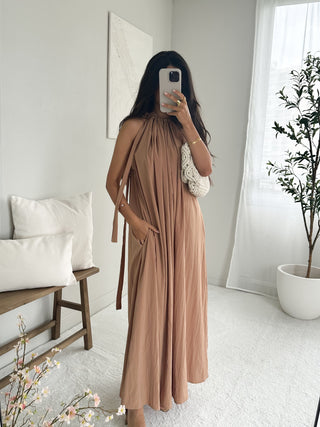 Robe évasée camel premium