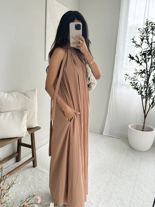 Robe évasée camel premium