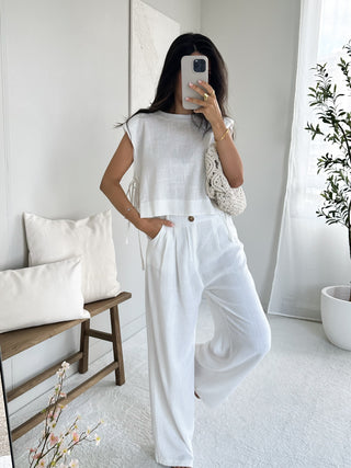 Pantalon lin blanc